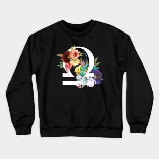 Libra Horoscope Zodiac Rainbow Flowers Design Crewneck Sweatshirt